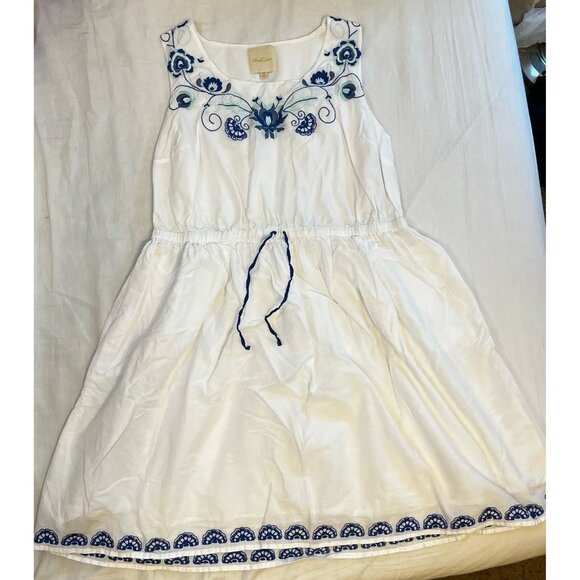 ModCloth White Dress with Blue Embroidery - 1X - Picture 8 of 12